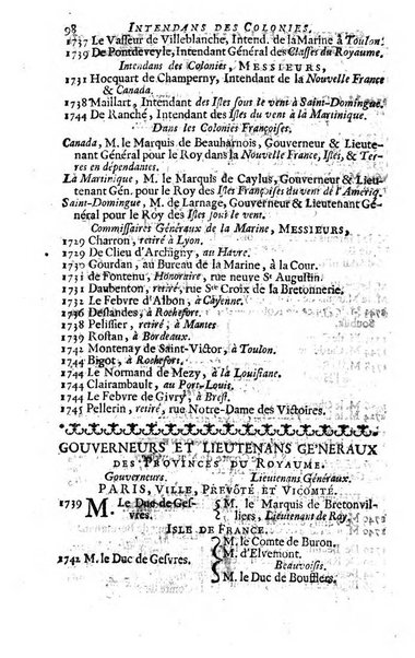 Almanach royal, ... présenté a Sa Majesté pour la premiere fois en 1699 ...