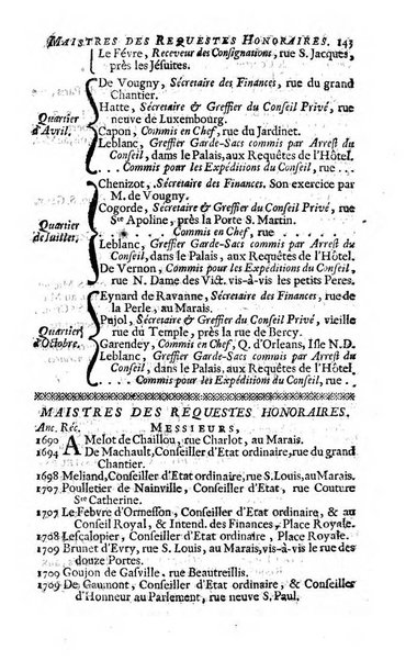 Almanach royal, ... présenté a Sa Majesté pour la premiere fois en 1699 ...