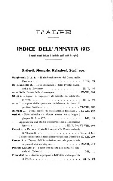 L'alpe rivista forestale italiana fondata dalla Società emiliana pro-montibus et sylvis