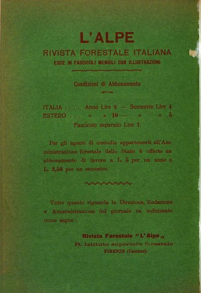 L'alpe rivista forestale italiana fondata dalla Società emiliana pro-montibus et sylvis