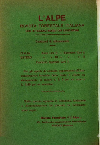 L'alpe rivista forestale italiana fondata dalla Società emiliana pro-montibus et sylvis