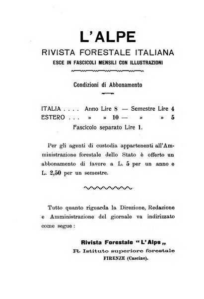 L'alpe rivista forestale italiana fondata dalla Società emiliana pro-montibus et sylvis