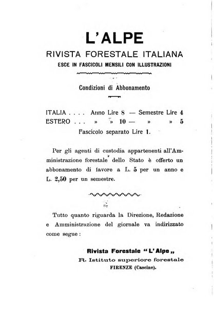 L'alpe rivista forestale italiana fondata dalla Società emiliana pro-montibus et sylvis