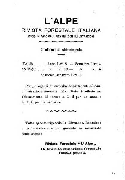 L'alpe rivista forestale italiana fondata dalla Società emiliana pro-montibus et sylvis