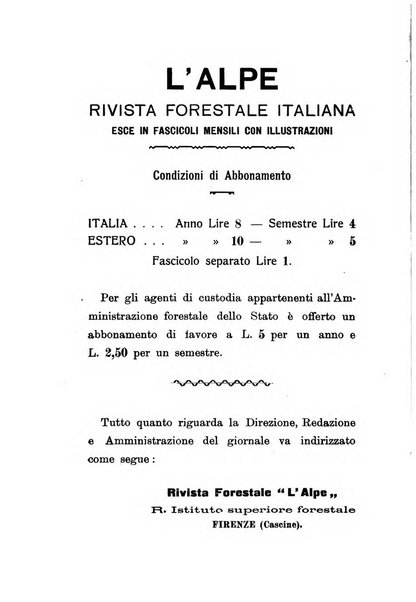 L'alpe rivista forestale italiana fondata dalla Società emiliana pro-montibus et sylvis