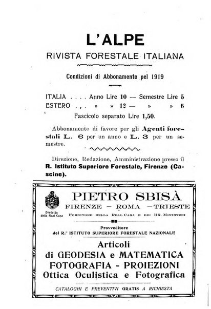 L'alpe rivista forestale italiana fondata dalla Società emiliana pro-montibus et sylvis