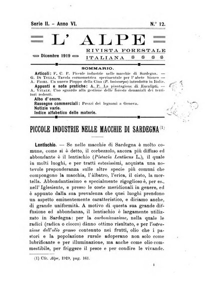 L'alpe rivista forestale italiana fondata dalla Società emiliana pro-montibus et sylvis