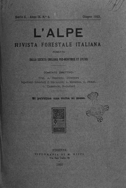 L'alpe rivista forestale italiana fondata dalla Società emiliana pro-montibus et sylvis