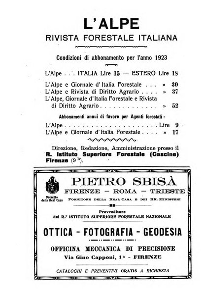 L'alpe rivista forestale italiana fondata dalla Società emiliana pro-montibus et sylvis