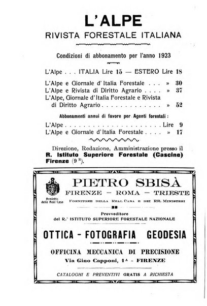 L'alpe rivista forestale italiana fondata dalla Società emiliana pro-montibus et sylvis