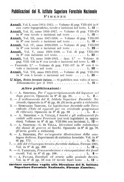 L'alpe rivista forestale italiana fondata dalla Società emiliana pro-montibus et sylvis