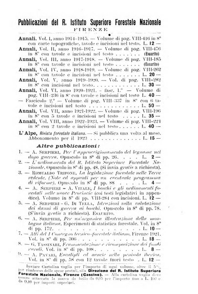 L'alpe rivista forestale italiana fondata dalla Società emiliana pro-montibus et sylvis