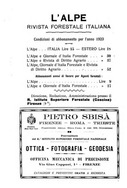 L'alpe rivista forestale italiana fondata dalla Società emiliana pro-montibus et sylvis