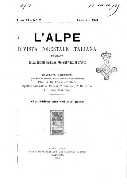 L'alpe rivista forestale italiana fondata dalla Società emiliana pro-montibus et sylvis