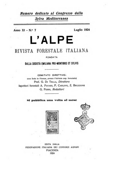 L'alpe rivista forestale italiana fondata dalla Società emiliana pro-montibus et sylvis