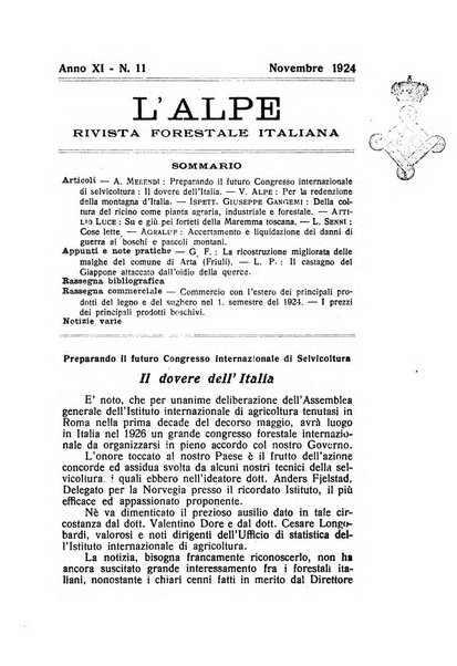 L'alpe rivista forestale italiana fondata dalla Società emiliana pro-montibus et sylvis