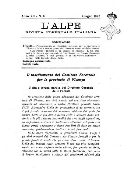 L'alpe rivista forestale italiana fondata dalla Società emiliana pro-montibus et sylvis