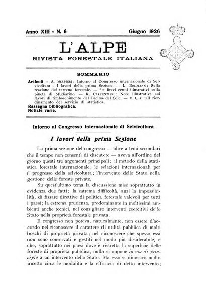 L'alpe rivista forestale italiana fondata dalla Società emiliana pro-montibus et sylvis