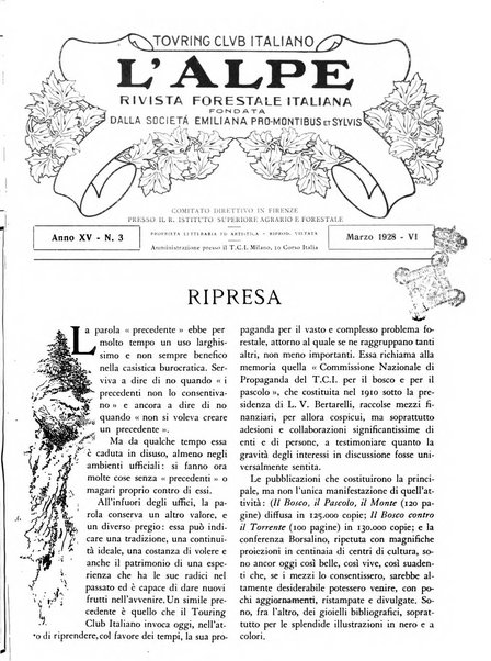 L'alpe rivista forestale italiana fondata dalla Società emiliana pro-montibus et sylvis