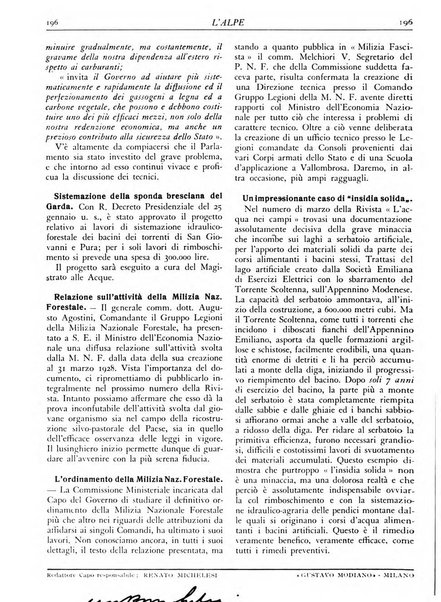 L'alpe rivista forestale italiana fondata dalla Società emiliana pro-montibus et sylvis