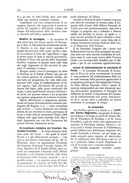 L'alpe rivista forestale italiana fondata dalla Società emiliana pro-montibus et sylvis