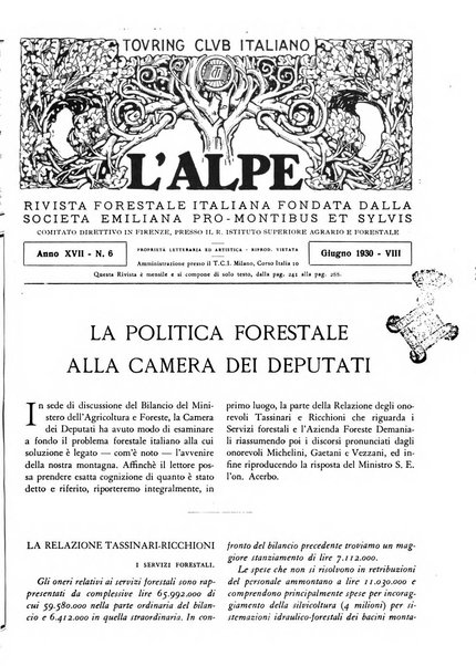 L'alpe rivista forestale italiana fondata dalla Società emiliana pro-montibus et sylvis