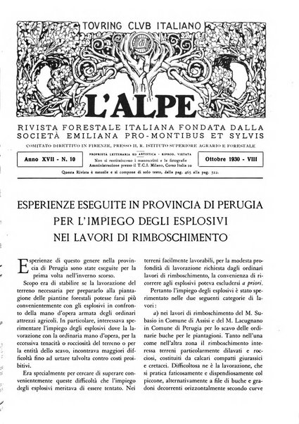 L'alpe rivista forestale italiana fondata dalla Società emiliana pro-montibus et sylvis