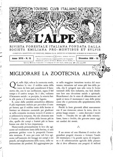 L'alpe rivista forestale italiana fondata dalla Società emiliana pro-montibus et sylvis