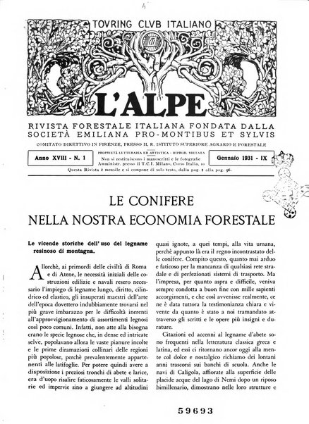 L'alpe rivista forestale italiana fondata dalla Società emiliana pro-montibus et sylvis