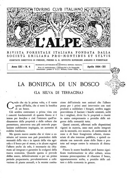 L'alpe rivista forestale italiana fondata dalla Società emiliana pro-montibus et sylvis