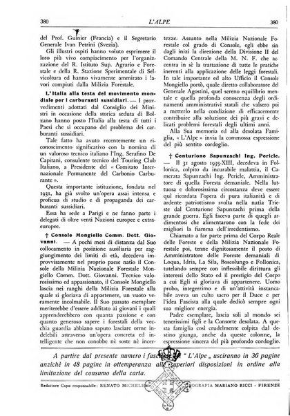 L'alpe rivista forestale italiana fondata dalla Società emiliana pro-montibus et sylvis