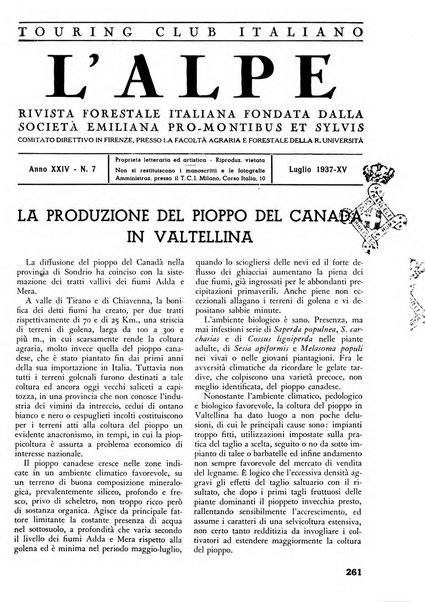 L'alpe rivista forestale italiana fondata dalla Società emiliana pro-montibus et sylvis