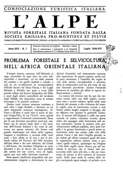 L'alpe rivista forestale italiana fondata dalla Società emiliana pro-montibus et sylvis