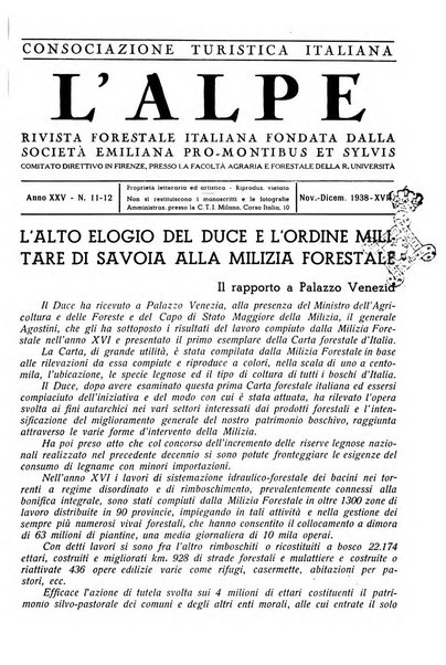 L'alpe rivista forestale italiana fondata dalla Società emiliana pro-montibus et sylvis