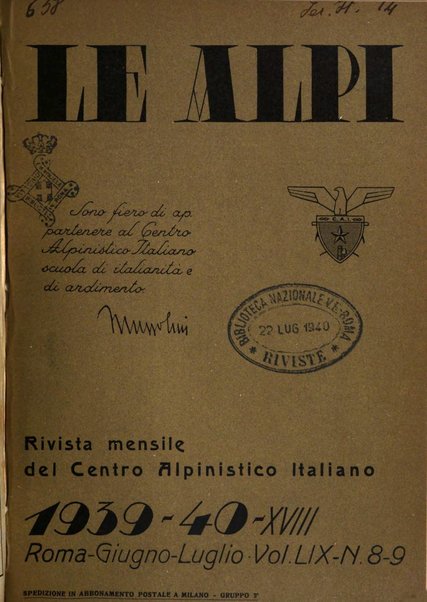 Le Alpi rivista mensile del Centro alpinistico italiano