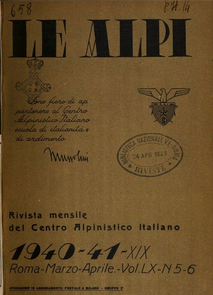 Le Alpi rivista mensile del Centro alpinistico italiano