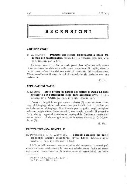 Alta frequenza rivista di radiotecnica, telefonia e acustica applicata