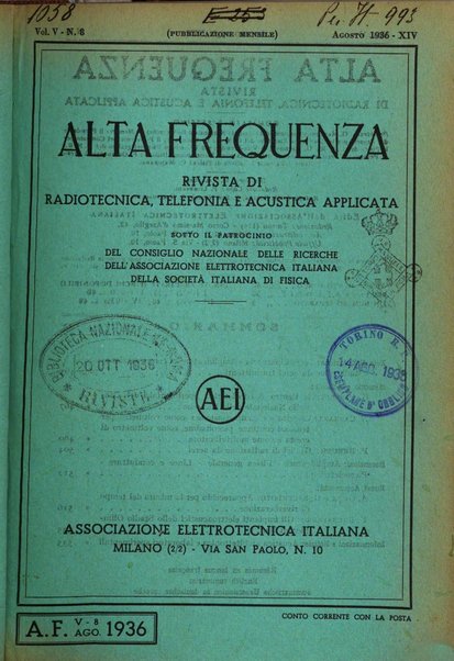 Alta frequenza rivista di radiotecnica, telefonia e acustica applicata