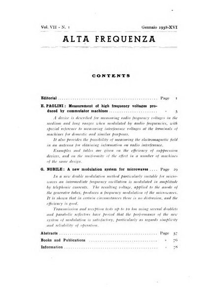 Alta frequenza rivista di radiotecnica, telefonia e acustica applicata