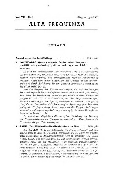 Alta frequenza rivista di radiotecnica, telefonia e acustica applicata