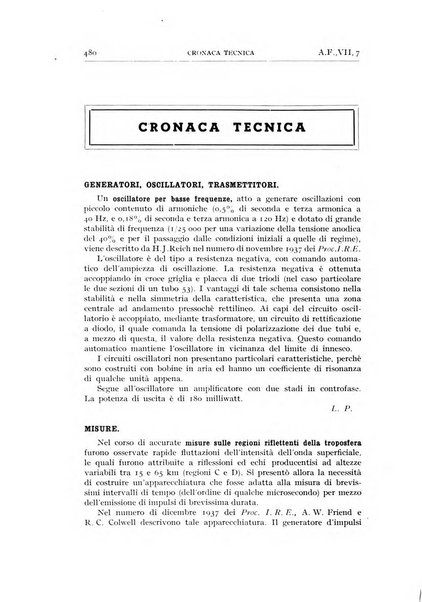 Alta frequenza rivista di radiotecnica, telefonia e acustica applicata