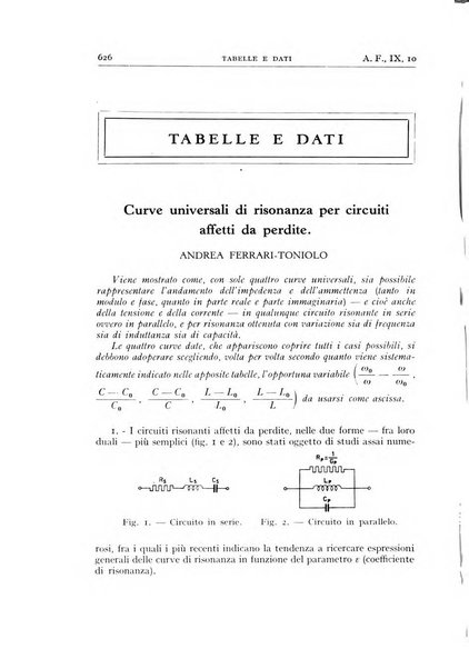 Alta frequenza rivista di radiotecnica, telefonia e acustica applicata