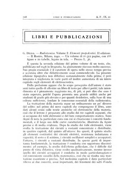 Alta frequenza rivista di radiotecnica, telefonia e acustica applicata