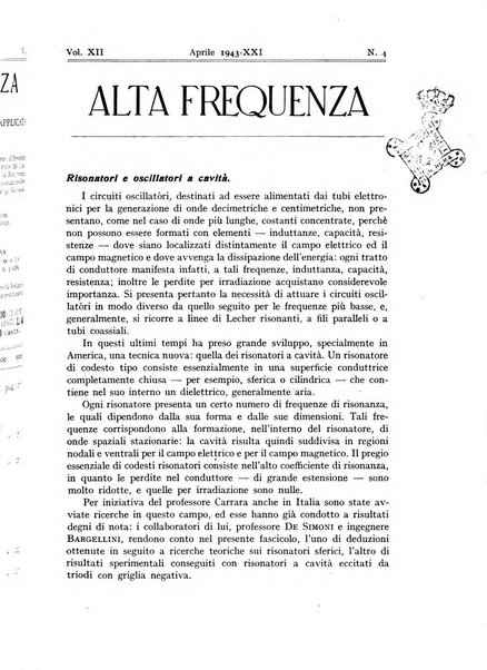 Alta frequenza rivista di radiotecnica, telefonia e acustica applicata