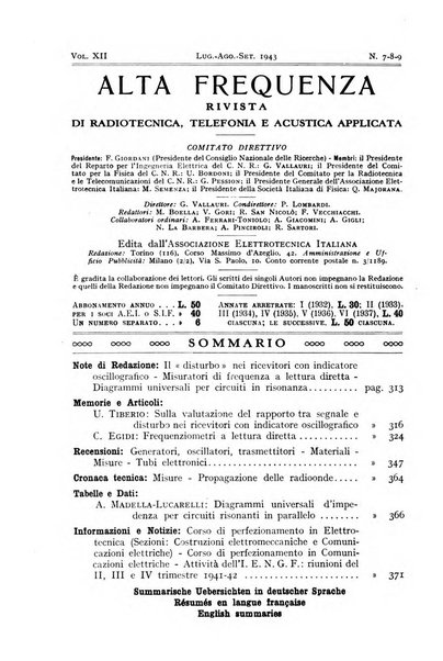 Alta frequenza rivista di radiotecnica, telefonia e acustica applicata