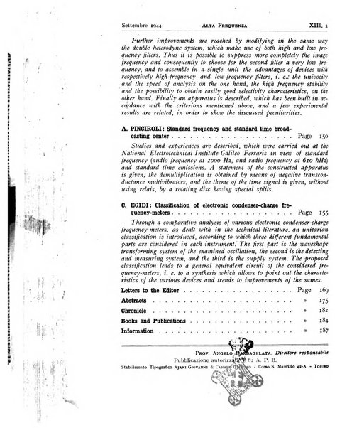 Alta frequenza rivista di radiotecnica, telefonia e acustica applicata