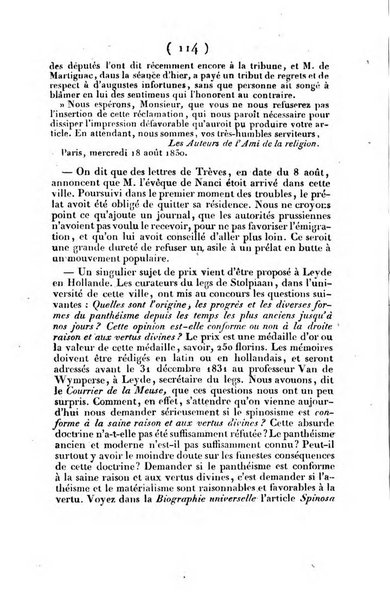 L'ami de la religion journal et revue ecclesiastique, politique et litteraire