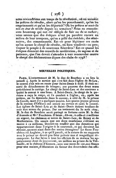 L'ami de la religion journal et revue ecclesiastique, politique et litteraire