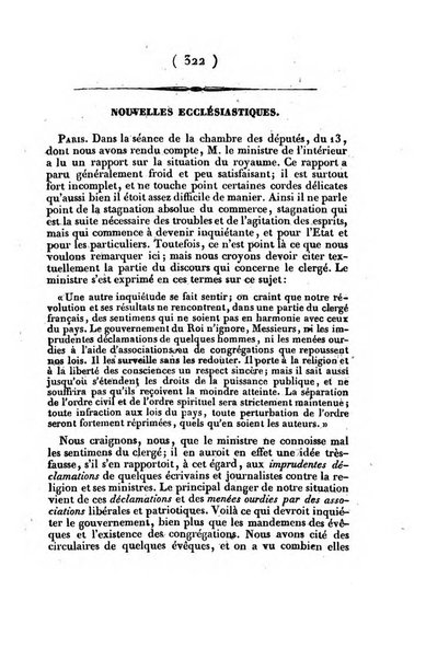 L'ami de la religion journal et revue ecclesiastique, politique et litteraire