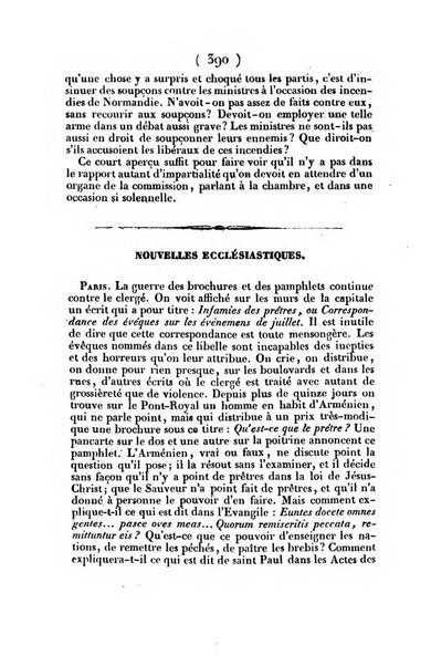 L'ami de la religion journal et revue ecclesiastique, politique et litteraire